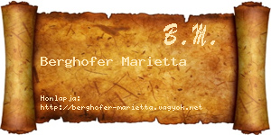 Berghofer Marietta névjegykártya
